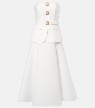 Bridal strapless taffeta midi dress | Self-Portrait