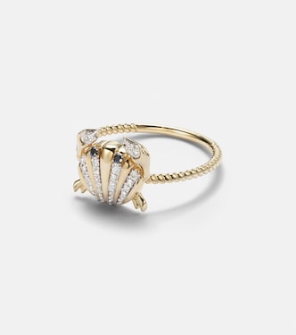 Crabe Coquillage Mini 9kt gold ring with diamonds | Yvonne Léon