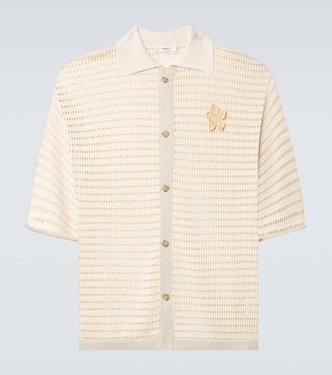 Crochet floral-appliqué open-knit shirt | Commas