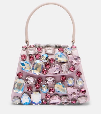 Mini embellished satin top-handle bag | Self-Portrait
