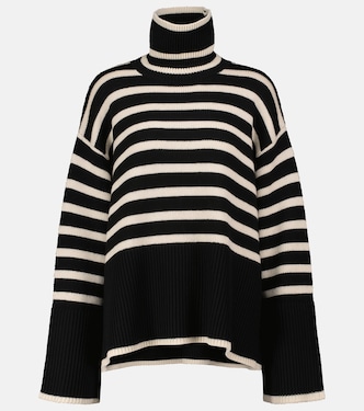 Jersey de cuello alto de mezcla de lana a rayas | Toteme