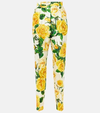 Gerade High-Rise-Hose aus einem Seidengemisch | Dolce&Gabbana
