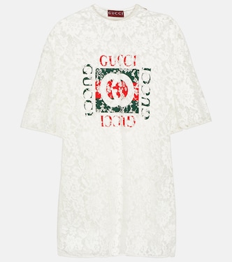 T-Shirt Interlocking G aus Spitze | Gucci