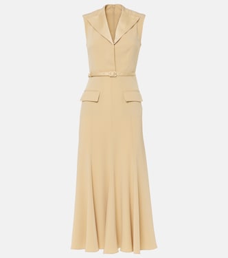 Belted crêpe satin midi dress | Roland Mouret