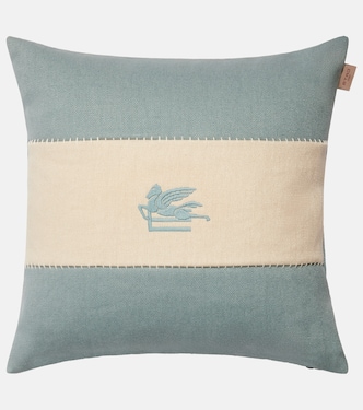 Pegaso embroidered linen cushion | Etro