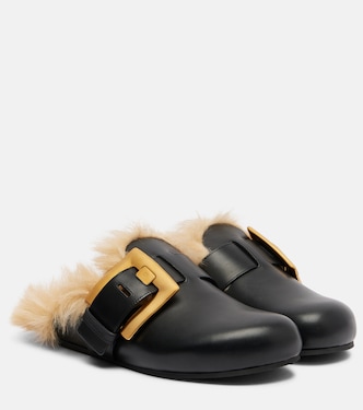 Anthem leather and faux fur clogs | Balmain
