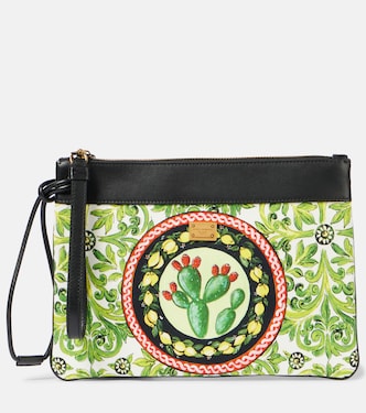 Bedrucktes Etui aus Canvas mit Leder | Dolce&Gabbana