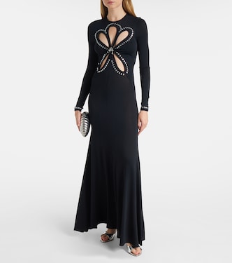 Vestido largo de jersey adornado con aberturas | Rabanne