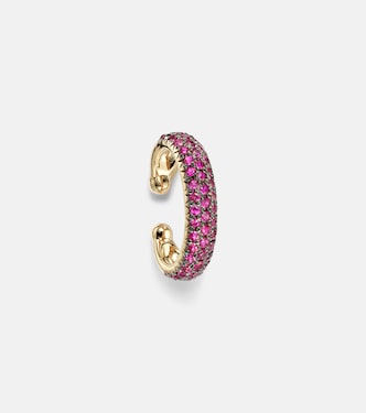 Jumbo 18kt gold ear cuff with rubies | Shay Jewelry