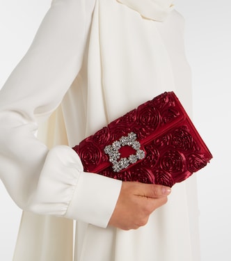 Envelope embellished satin clutch | Roger Vivier