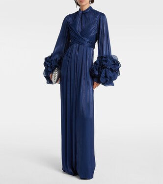 Draped ruffled gown | Costarellos