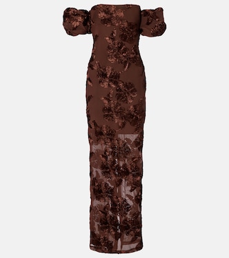 Tasha embroidered off-shoulder maxi dress | Rotate