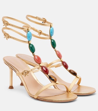 Sandales en cuir métallisé à ornements | Gianvito Rossi