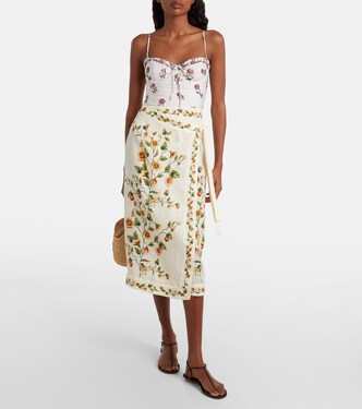 Luna floral linen beach cover-up | Agua by Agua Bendita