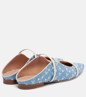 Maureen leather-trimmed denim mules | Malone Souliers
