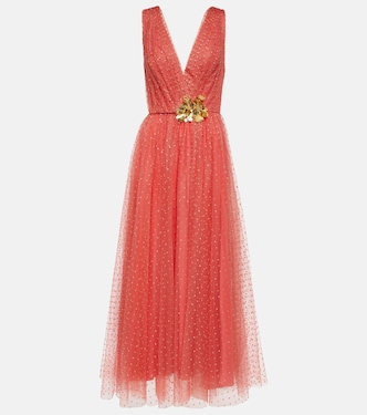 Robe longue en tulle à ornements | Monique Lhuillier