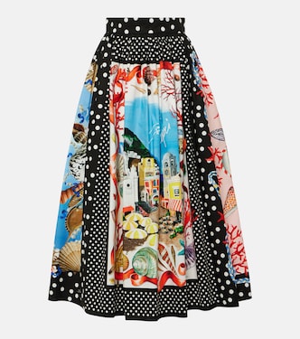 Falda midi Capri de algodón estampada | Dolce&Gabbana