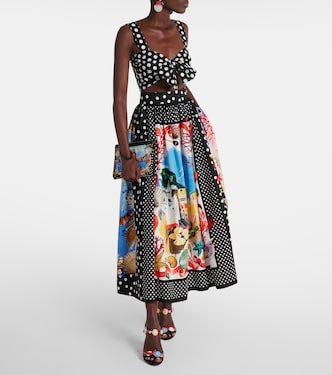 Gonna midi Capri in cotone con stampa | Dolce&Gabbana