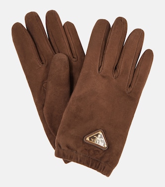 Guanti in suede con logo | Prada