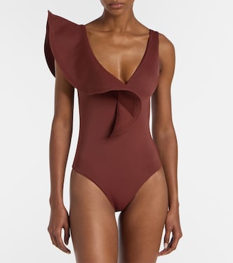 Boleros asymmetric ruffled swimsuit | Johanna Ortiz