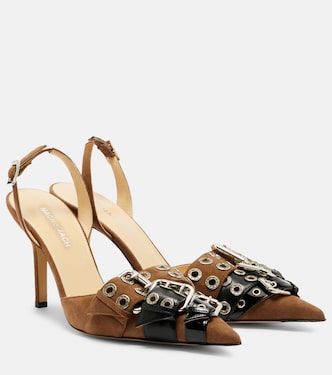 Buckle Belt 95 suede slingback pumps | Mach & Mach