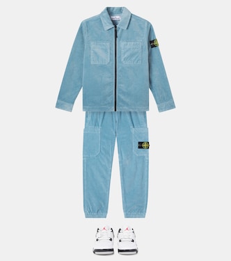 Compass cotton-blend corduroy overshirt | Stone Island Junior