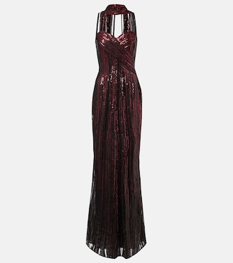 Scarf-detail sequined gown | Elie Saab