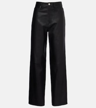 Pantalones anchos de piel de tiro alto | Róhe
