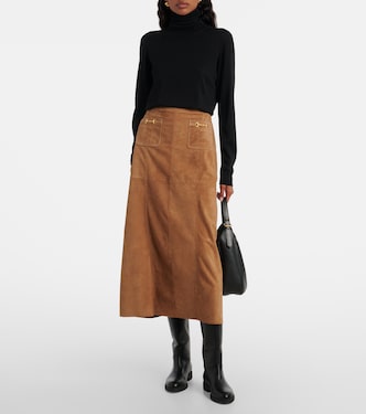 Edwina high-waist suede maxi skirt | Rixo
