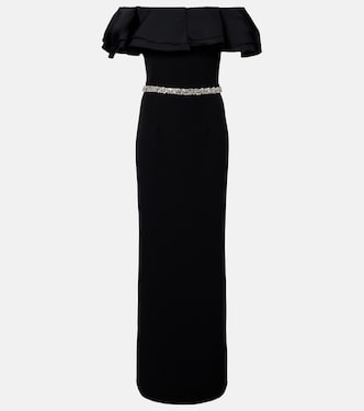 Robe Ryan aus Crêpe mit Kristallen | Safiyaa