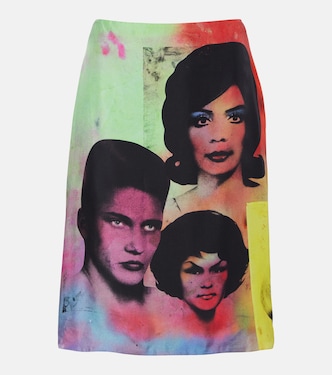 Printed silk twill midi skirt | Versace