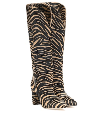 Botas altas de gamuza con estampado | Paris Texas