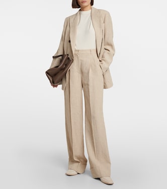 Pantalon ample en lin à taille haute | Brunello Cucinelli