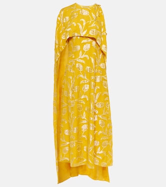 Vestido midi con capa de mezcla de seda | Markarian