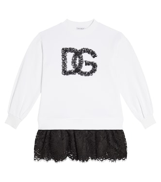 Kleid DG aus Jersey mit Spitze | Dolce&Gabbana Kids
