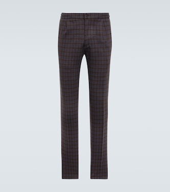Pantalones chinos de lana a cuadros | Kiton
