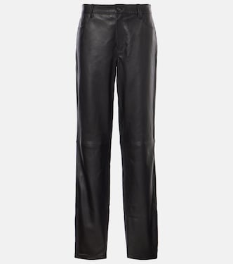 Pantaloni regular in pelle a vita media | Toteme