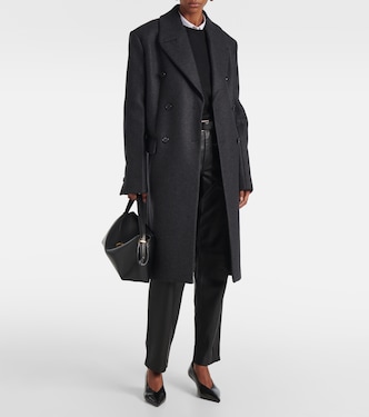 Pantaloni regular in pelle a vita media | Toteme