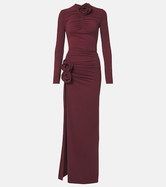Floral-appliqué ruched jersey gown | Magda Butrym