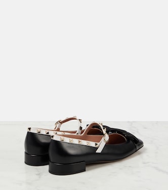 Mary-Jane-Ballerinas Rockstud Bow mit Lackleder | Valentino Garavani