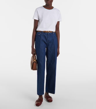 Jeans regular con finiture in pelle | Gucci