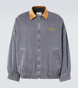 Blouson aus Baumwoll-Chambray mit Samt | Miu Miu