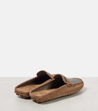 Mules in suede con monili | Brunello Cucinelli