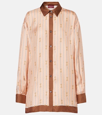 Camisa oversized de seda con Horsebit  | Gucci