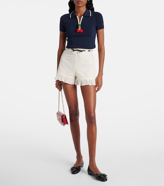 Floral ruffled cotton shorts | Valentino