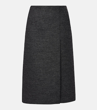 Slit-detail virgin wool midi skirt | Prada