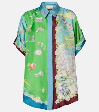 Chemise Daria imprimée en satin de soie | Alémais