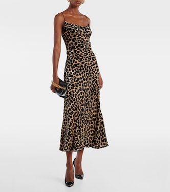 Leopard-print velvet midi dress | Balmain