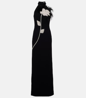 Starlight beaded feather-trimmed gown | Rebecca Vallance
