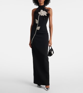 Starlight embellished feather-trimmed gown | Rebecca Vallance